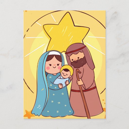 Jungfrau Mary Jesus Krippe Weihnachten Postkarte (Vorderseite)