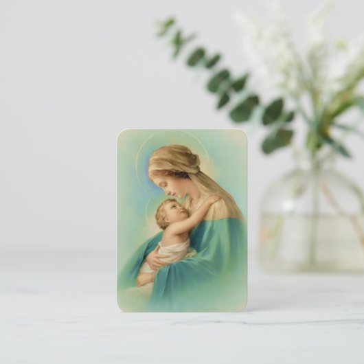 Jungfrau Mary Jesus liebliche Lady in blauem Gedic Begleitkarte (Stehend Vorderseite)