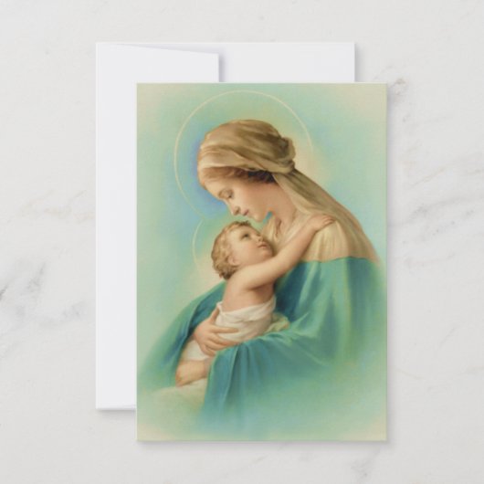 Jungfrau Mary Jesus liebliche Lady in blauem Gedic Einladung (Vorderseite)