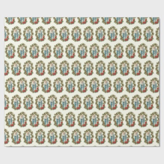 Jungfrau Mary Jesus Poinsettia Rosary Geschenkpapier (Flach)