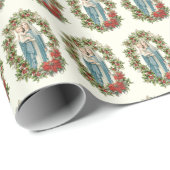 Jungfrau Mary Jesus Poinsettia Rosary Geschenkpapier (Rolleneckpunkt)