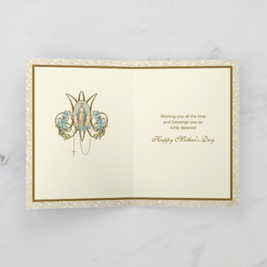 Jungfrau Mary Jesus Religious Katholic Floral Karte (Innenseite)