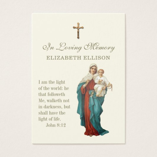 Jungfrau Mary & Jesus Scripture Beerdigungskarte (Vorderseite)