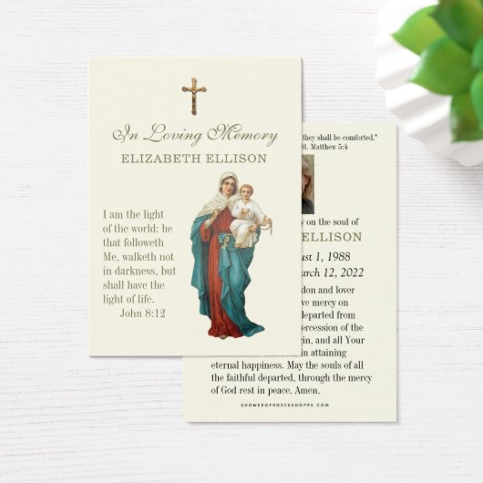 Jungfrau Mary & Jesus Scripture Beerdigungskarte (Schreibtisch)