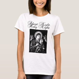 Jungfrau Mary Jesus Stille Nacht Weihnachten Kunst T-Shirt