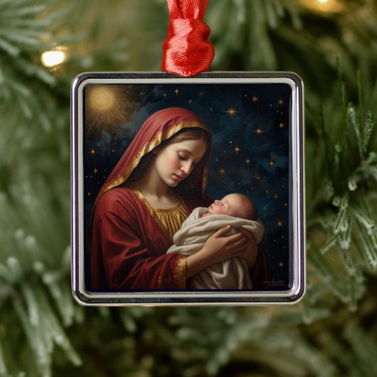 Jungfrau Mary & Jesus Weihnachtskrippe Ornament Aus Metall (Baum)