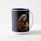 Jungfrau Mary & Jesus Weihnachtskrippe Zweifarbige Tasse (VorderseiteRechts)
