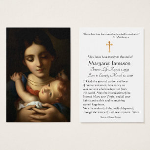 Jungfrau Mary Katholic Funeral Memorial Holcard -