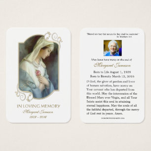 Jungfrau Mary Katholic Funeral Memorial Holcard -