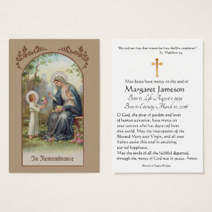 Jungfrau Mary Katholic Funeral Memorial Holcard -