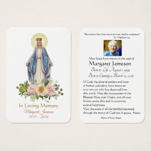 Jungfrau Mary Katholic Funeral Memorial Holcard -