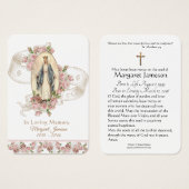Jungfrau Mary Katholic Funeral Memorial Holcard - (Vorne & Hinten)