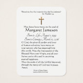 Jungfrau Mary Katholic Funeral Memorial Holcard - (Rückseite)