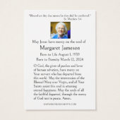 Jungfrau Mary Katholic Funeral Memorial Holcard - (Rückseite)