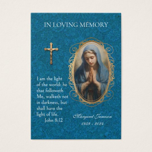 Jungfrau Mary Katholic Funeral Memorial Holcard - (Vorderseite)