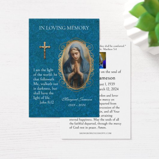 Jungfrau Mary Katholic Funeral Memorial Holcard - (Schreibtisch)