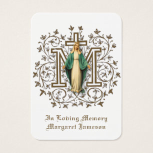 Jungfrau Mary Katholic Funeral Memorial Holcard -