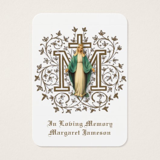 Jungfrau Mary Katholic Funeral Memorial Holcard - (Vorderseite)