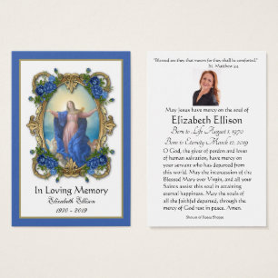 Jungfrau Mary Katholic Funeral Memorial Holcard -