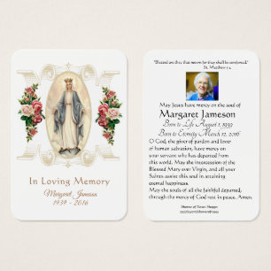 Jungfrau Mary Katholic Funeral Memorial Holcard -