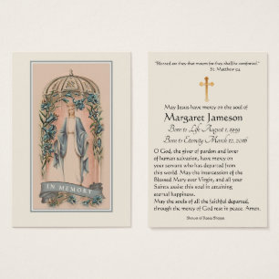 Jungfrau Mary Katholic Funeral Memorial Holcard -