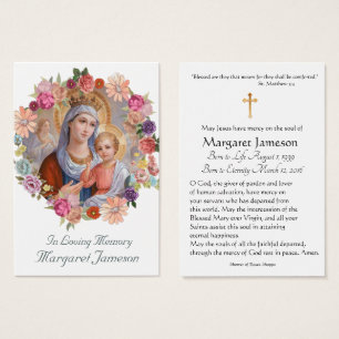 Jungfrau Mary Katholic Funeral Memorial Holcard -
