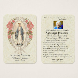 Jungfrau Mary Katholic Funeral Memorial Holcard -