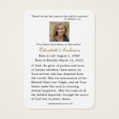 Jungfrau Mary Katholic Funeral Memorial Holcard - (Rückseite)