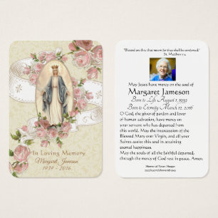 Jungfrau Mary Katholic Funeral Memorial Holcard -