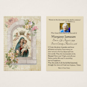 Jungfrau Mary Katholic Funeral Memorial Holcard -
