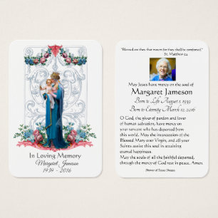 Jungfrau Mary Katholic Funeral Memorial Holcard -