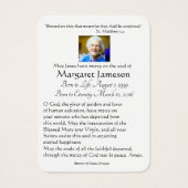 Jungfrau Mary Katholic Funeral Memorial Holcard - (Rückseite)