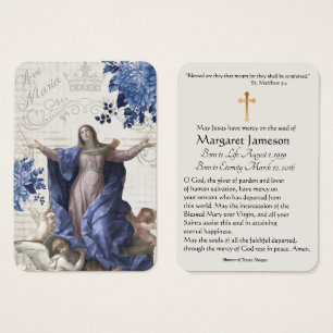 Jungfrau Mary Katholic Funeral Memorial Holcard -