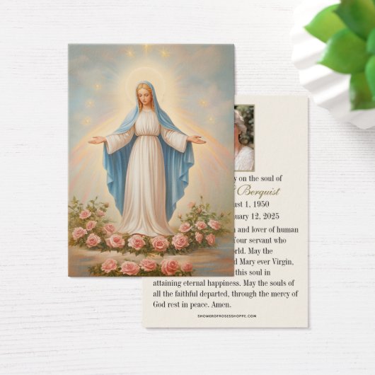 Jungfrau Mary Katholic Funeral Memorial Holcard - (Schreibtisch)