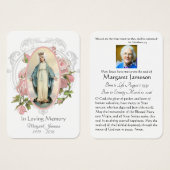Jungfrau Mary Katholic Funeral Memorial Holcard - (Vorne & Hinten)