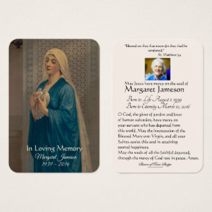 Jungfrau Mary Katholic Funeral Memorial Holcard -