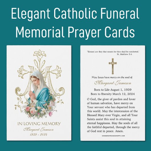 Jungfrau Mary Katholic Funeral Memorial Holcard -