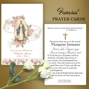 Jungfrau Mary Katholic Funeral Memorial Holcard -