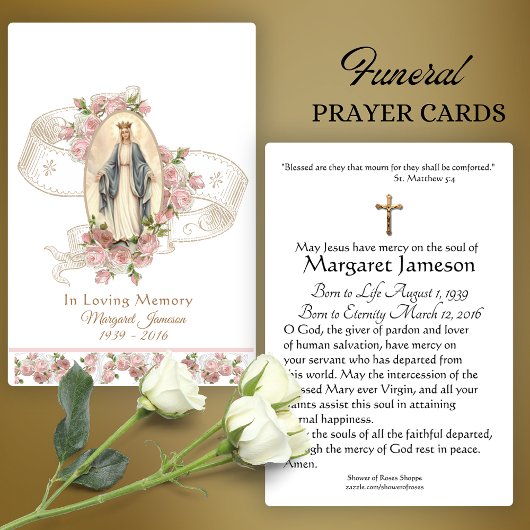 Jungfrau Mary Katholic Funeral Memorial Holcard -