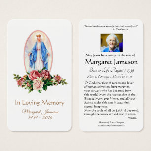 Jungfrau Mary Katholic Funeral Memorial Holcard -