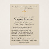 Jungfrau Mary Katholic Funeral Memorial Holcard - (Rückseite)