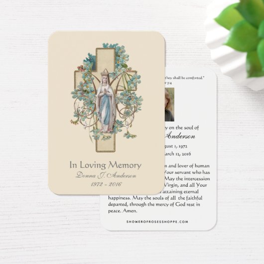 Jungfrau Mary Katholic Funeral Memorial Holcard - (Schreibtisch)