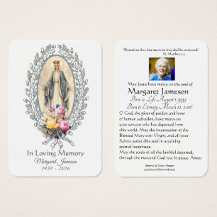 Jungfrau Mary Katholic Funeral Memorial Holcard -