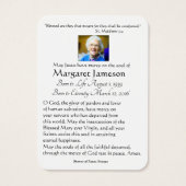 Jungfrau Mary Katholic Funeral Memorial Holcard - (Rückseite)
