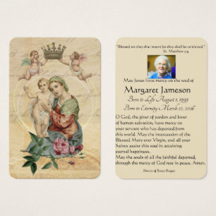 Jungfrau Mary Katholic Funeral Memorial Holcard -