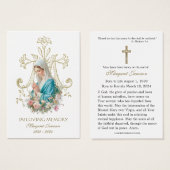 Jungfrau Mary Katholic Funeral Memorial Holcard - (Vorne & Hinten)