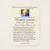 Jungfrau Mary Katholic Funeral Memorial Holcard - (Rückseite)