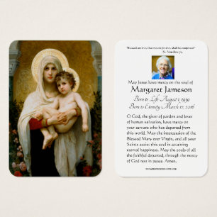 Jungfrau Mary Katholic Funeral Memorial Holcard -