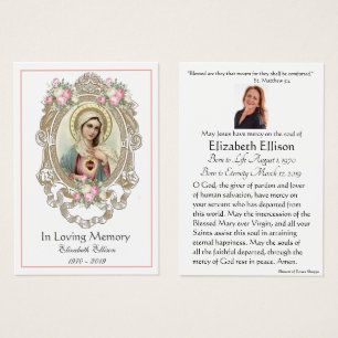 Jungfrau Mary Katholic Funeral Memorial Holcard -