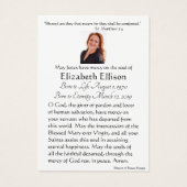 Jungfrau Mary Katholic Funeral Memorial Holcard - (Rückseite)